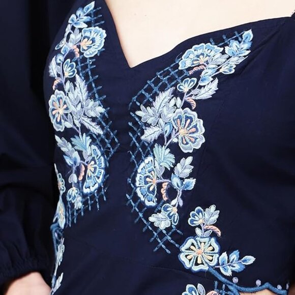 NWT Midnight Blue Boho Cutout Waist Midi Dress - Picture 5 of 6